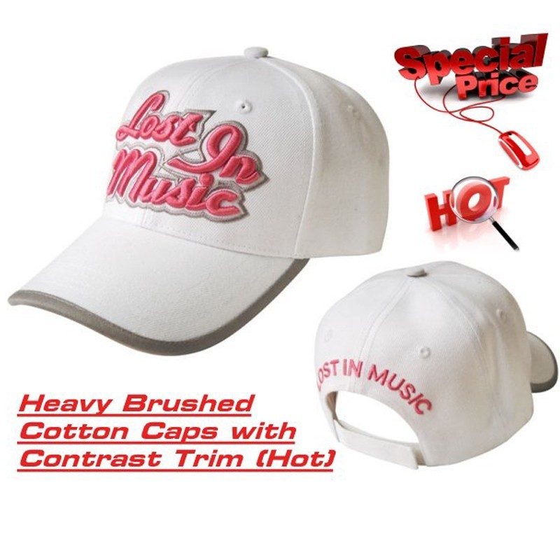 Custom - Made Brushed Cotton Cap With Peak Trim (8000 Stitch Count)