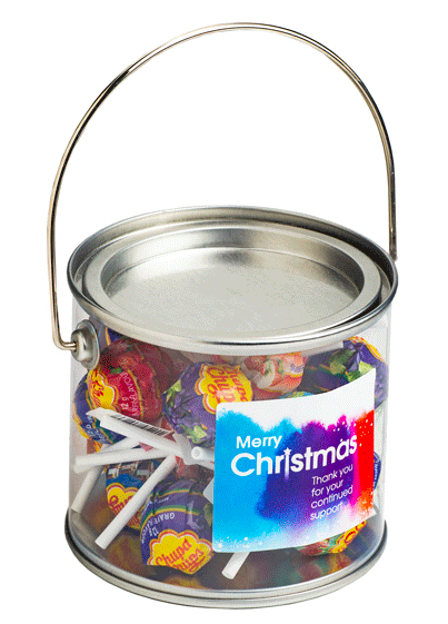 CC004M - Medium PVC Bucket filled with Cuppa Chups (Full Colour Sticker)