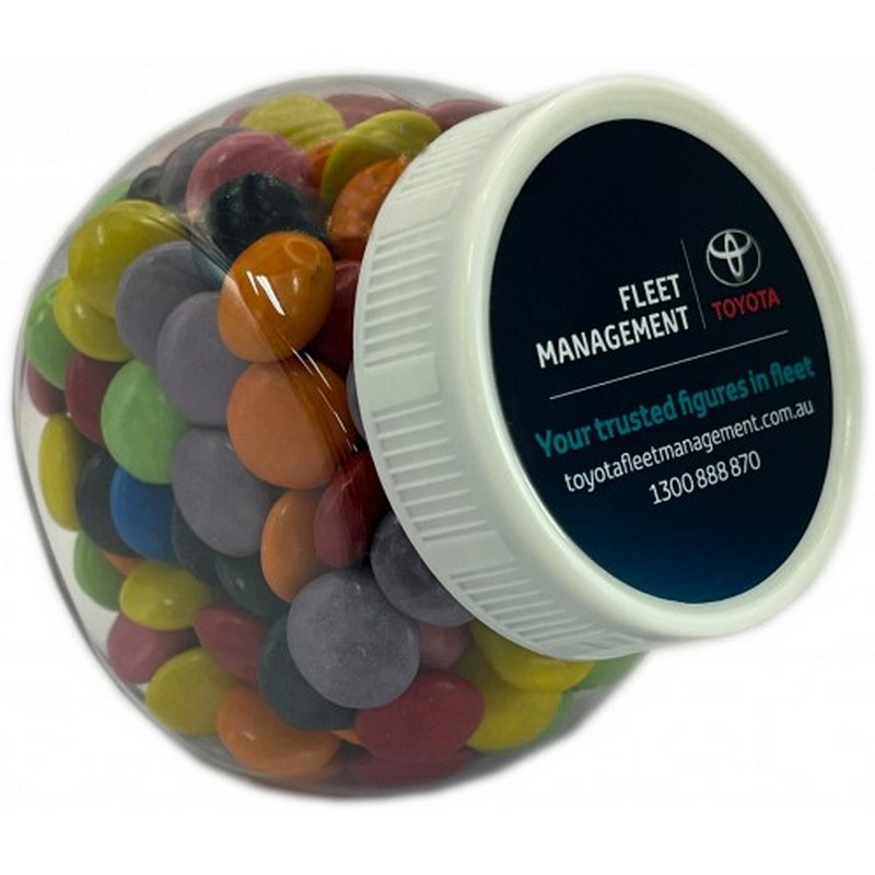 Plastic Jar Filled With Choc Beans 170G (Mixed Colours) (Full Colour Sticker)