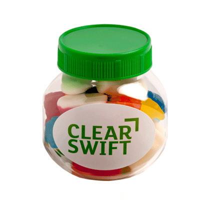 CC026F - Plastic Jar filled with Mixed Lollies 135g (Full Colour Sticker)