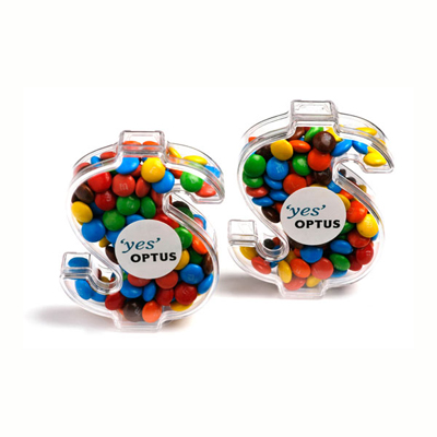 Acrylic Dollar Filled With Mini M&Ms 40G  (Full Colour Sticker)