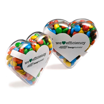 Acrylic Heart Filled With Mini M&Ms 50G (Full Colour Sticker)