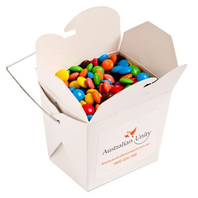 CC042D - White Cardboard Noodle Box with M&Ms 100g (Full Colour Sticker)