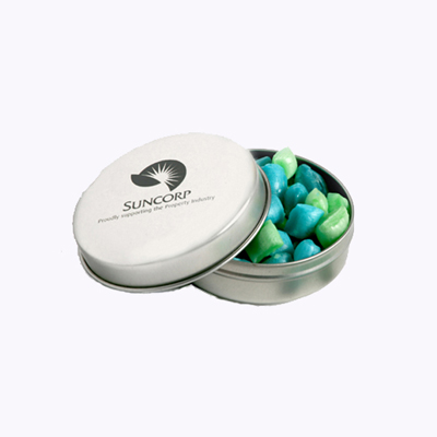 CC046D2 - Candle Tin filled with Tiny Humbugs 50g (Full Colour Sticker)