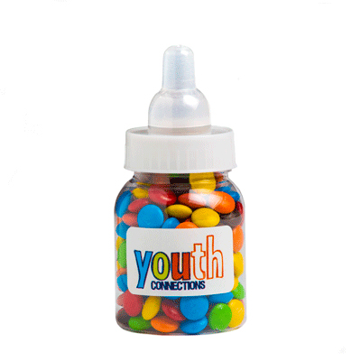 CC065D - Baby Bottle Filled with Mini M&Ms (Full Color Sticker)