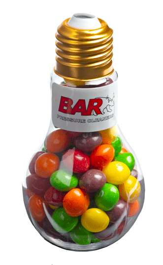 Light Bulb with Skittles 100g (Full Colour Sticker)