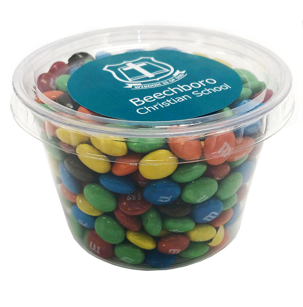 CC081DBIG - Tub filled with M&Ms 100g (Full Colour Sticker)