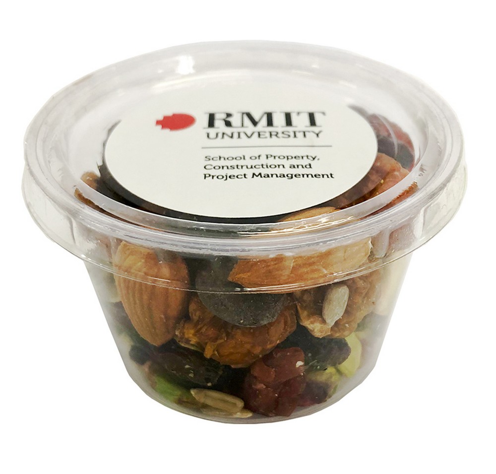 CC081KBIG - Tub filled with Premium Trail Mix 70g (Full Colour Sticker)