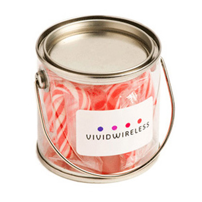 CCX016 - Small PVC Bucket filled with Candy Canes  (Full Colour Sticker)