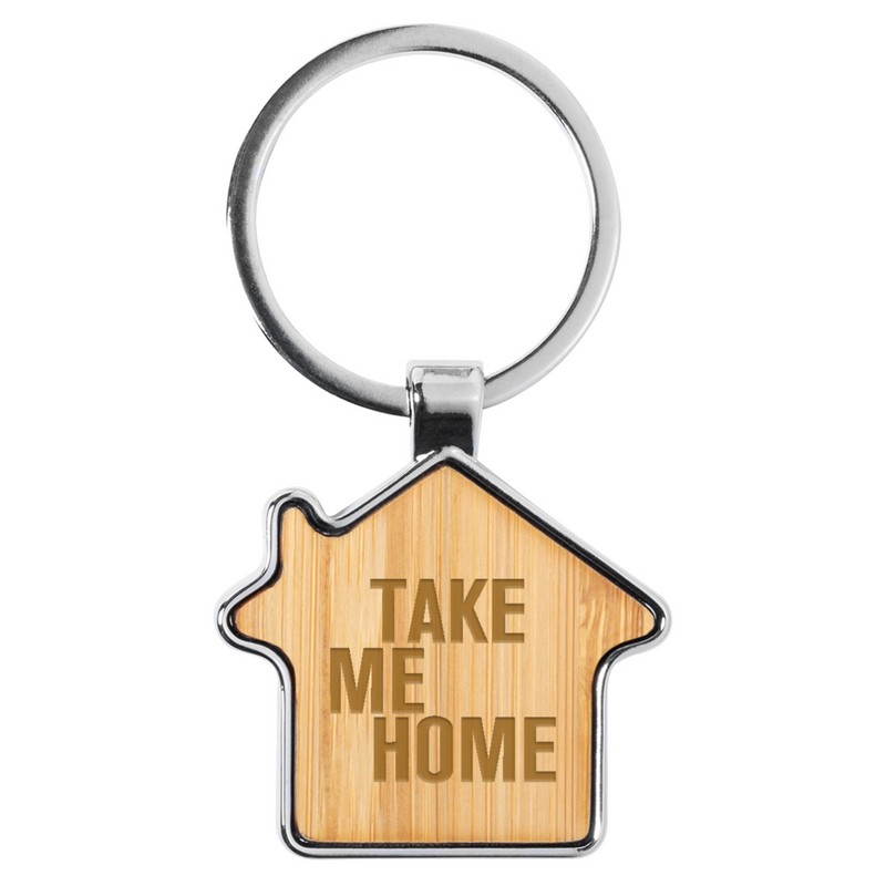 KRO015 - Bamboo House Key Ring (Factory-Direct)