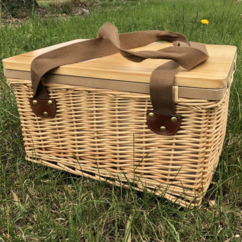 WCB002 - Gold Coast Wicker Picnic Cooler Basket Square (Factory-Direct)