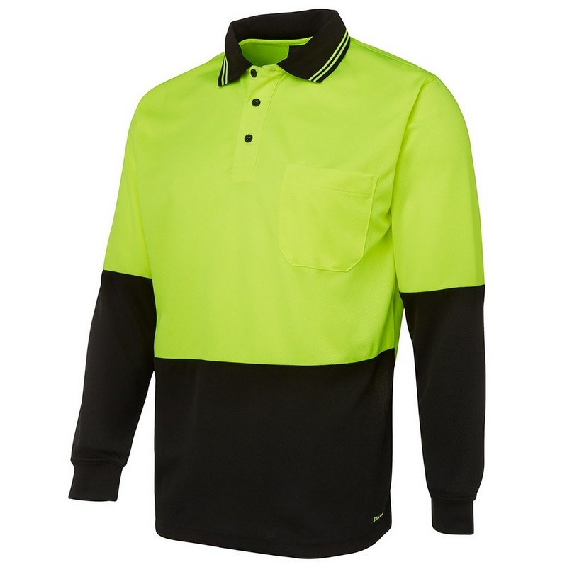 6HVPL - Hi Vis Long Sleeve Traditional Polo