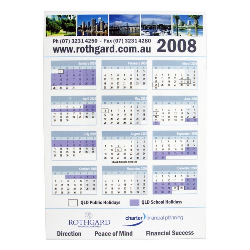 Magnetic Tab Calendar - 148mm W x 210mm H x 0.5mm