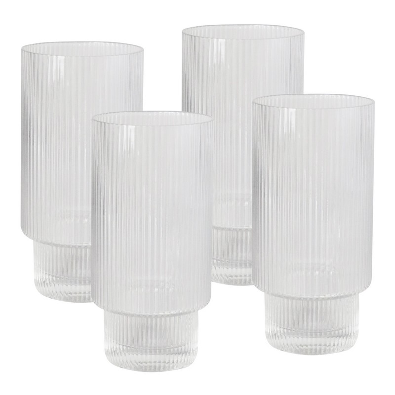 Oscar Ribbed Highball 380mL Glasses